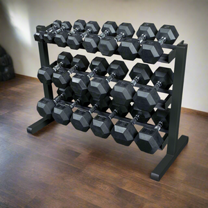 Core1 5-50lb Dumbbell Set w/ 2 Tier Dumbbell Rack