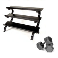 Troy (5-75 lb) Hex Dumbbell Set w/ Rack
