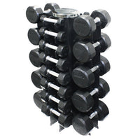 Troy (3-50 lb) Rubber Dumbbell Set & Rack
